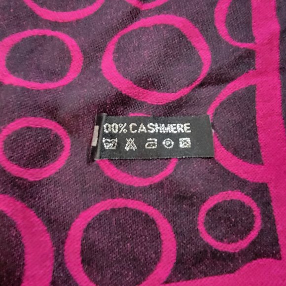 Womens Shawl Scarf Wrap Pashmina Cashmere Pink Black Oval Fringe Rectangle - Picture 5 of 5